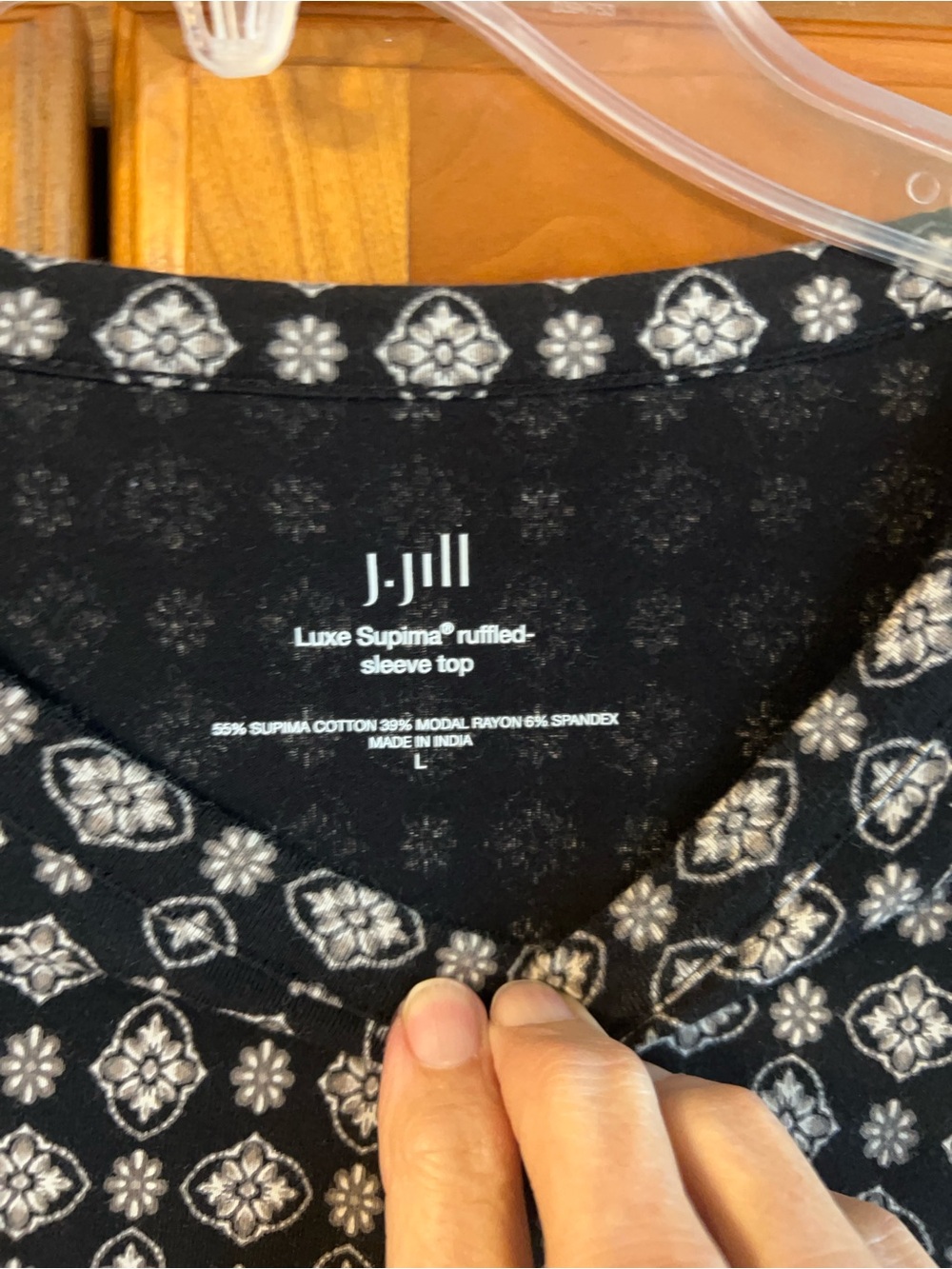 J. Jill Black and White Printed Bell-Sleeve Top - Picture 2 of 3